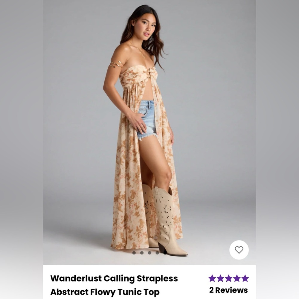 Wanderlust Calling Strapless
Abstract Flowy Tunic Top